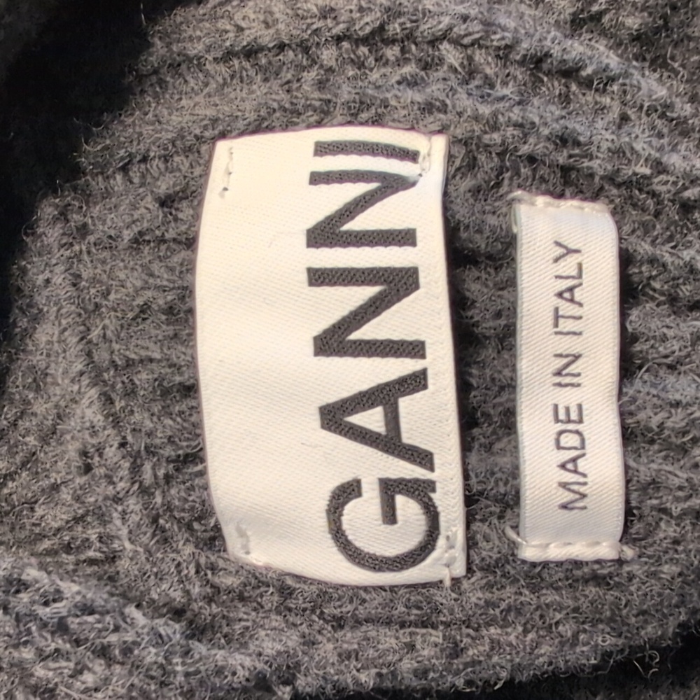 Ganni Gray Ribbed & Ruffled Sweater - Picture 6 of 9